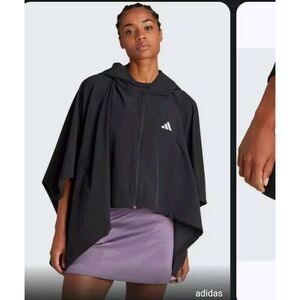 NWT Adidas Womens Large Black Premium Tennis Wind Jacket Poncho Style